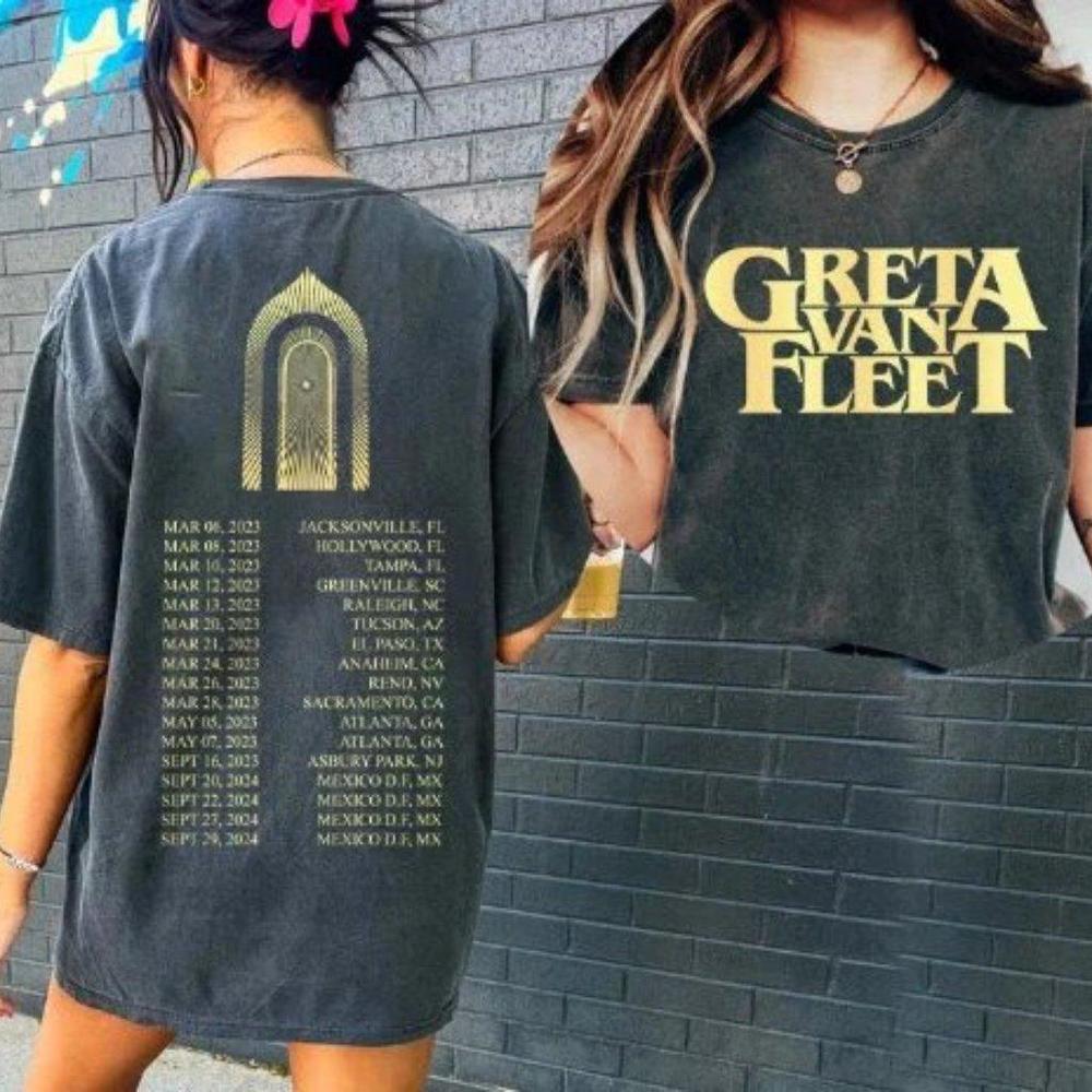 Greta Van Fleet Band 2023 Tour T-Shirt 2 Sided Rock Tour Tee Rock Fans Gift